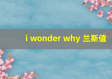 i wonder why 兰斯值